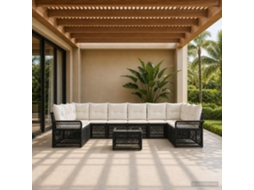Vidaxl Conjunto De Sofá De Jardim 11 Unid. Preto Vime Pe