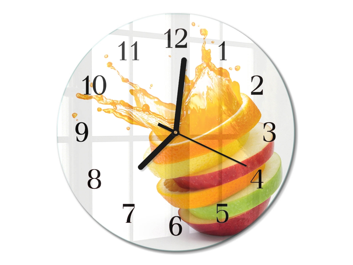 Relógio De Parede De Vidro Frutas Espelharte (30 Cm)