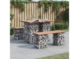 Vidaxl Mesa De Jardim Com Design De Gabião 100x70x72 Cm, Madeira Maciça Douglas
