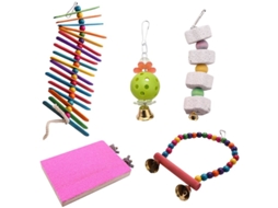 Conjunto de 5 Brinquedos AQUAFORGE para Mastigar, Balanço Suspenso em Escada para Gaiola de Pets