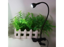 Luminária de mesa LED USB, mini luminária de mesa ajustável com clipe, branca quente, alumínio, 3 W, para leitura.