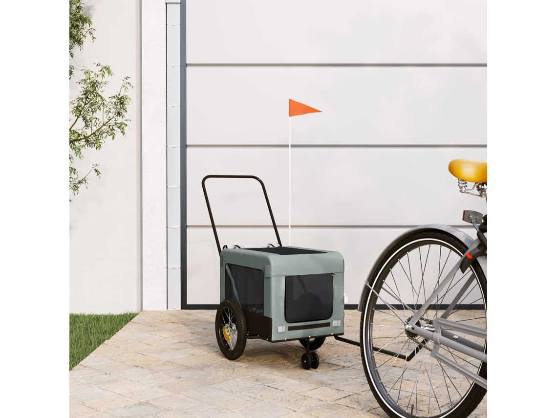 Vidaxl Reboque De Bicicleta P/ Animais Tecido Oxford/ferro Cinza/preto
