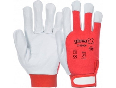 Luva Pele GLOVA Dorso Malha com Velcro
