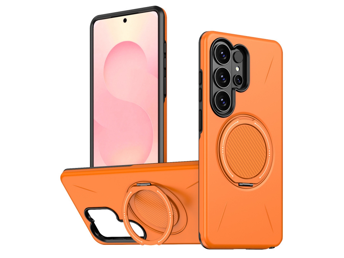 Capa Para Samsung Galaxy S26 , Material Tpu Pc, Com Suporte Giratório, Design Magnético Antivibratório. Laranja Czhhmart