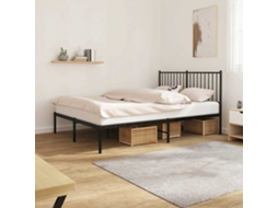 Vidaxl Estrutura De Cama Com Cabeceira 140x200 Cm Metal Preto