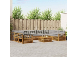 Vidaxl Conjunto De Sofás Para Exterior 10 Pcs Cinza Natural E Claro