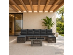 Vidaxl Conjunto De Sofá De Jardim 8 Unid. Cinza E Cinza Escuro Vime Pe