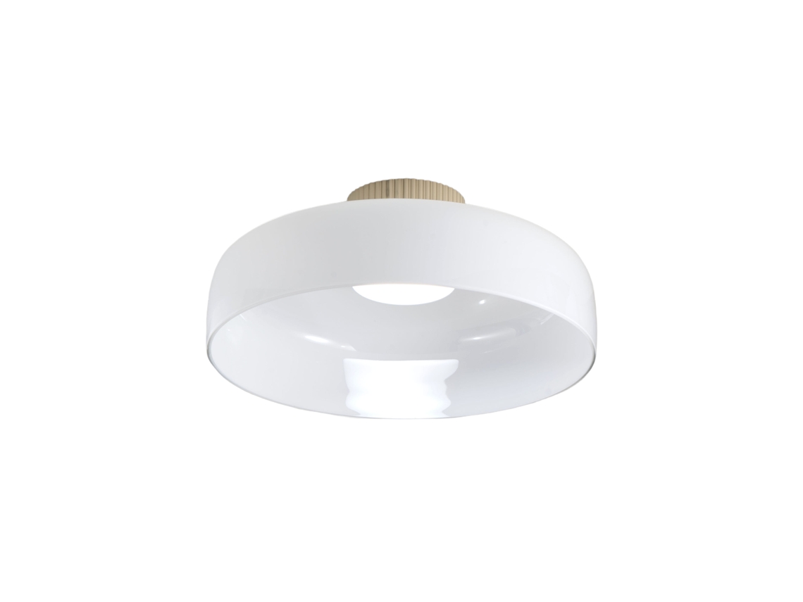 Plafonier Lunar Led Integrato 26w 3150lm Cct 2700k 4000k em Metal e Vidro Soprado, Intensidade Regulável, Ip20 Branco Design Moderno Lunar FABAS LUCE