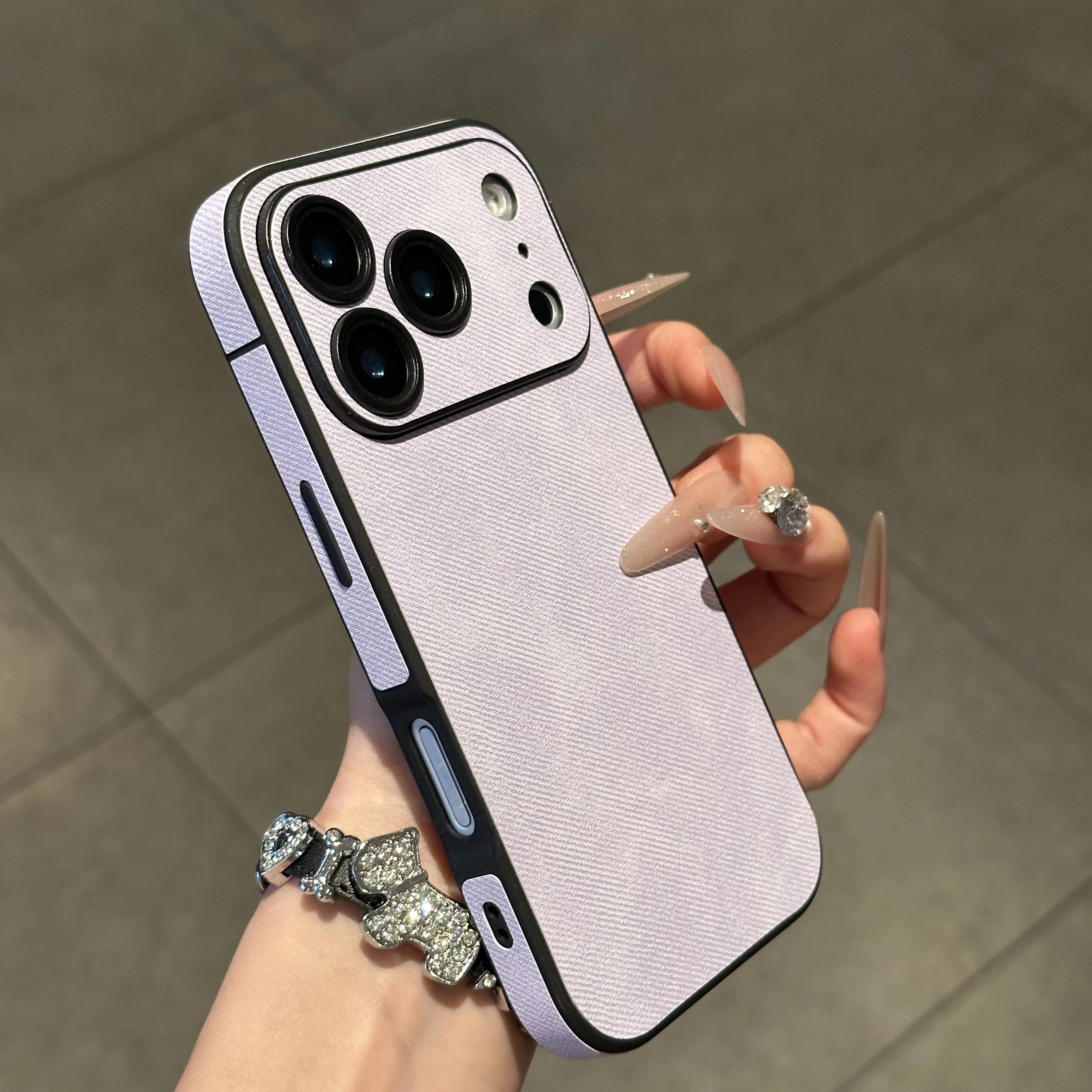 Capa De Celular Em Couro Resistente Com Moldura De Silicone Macio (iphone 16 Roxo).
