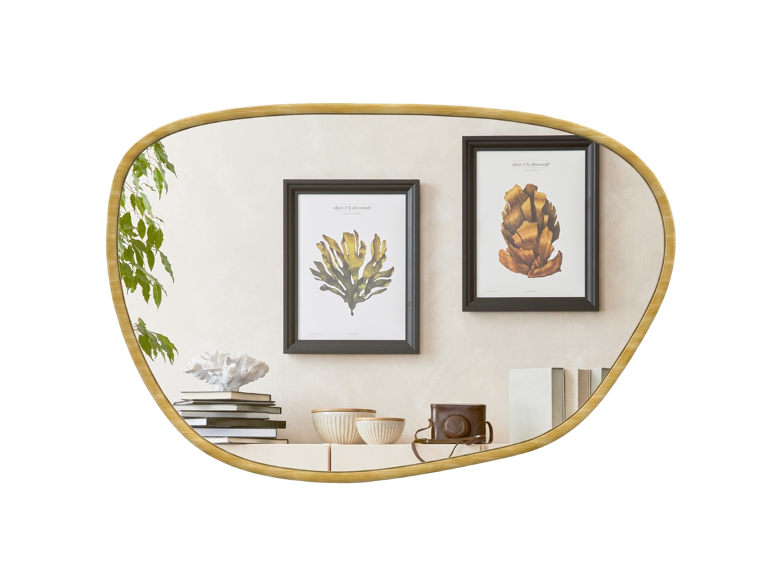 Espelho de Parede Decorativo Assimétrico 90x60cm em Vidro Temperado para Banheiro,quarto,sala,corredor natural BTFORUS