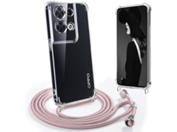 Capa com Cordão Colar Ouro para Oppo Reno 8 Pro HONGWE. Anti-Choque Transparente