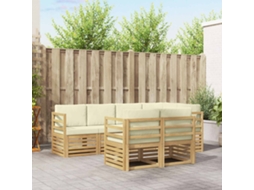 Vidaxl Conjunto De Sofá Sectional Com Almofada 7 Pcs Branco E Creme