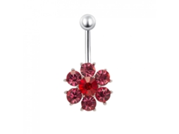 Anel De Umbigo Flor Cromática Zircão Aço Inoxidável