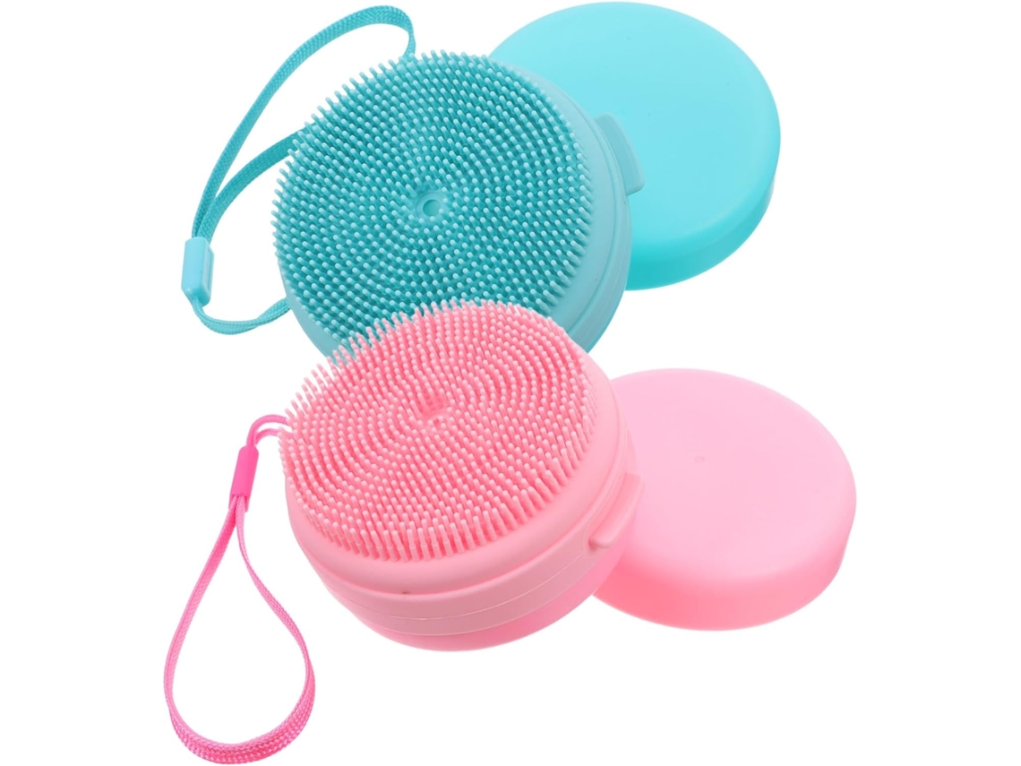 Conjunto De 2 Escovas Silicone Macio Para Lavar O Rosto E Corpo, Esfoliar E Massagear Escova De Shampoo Versátil Para