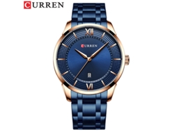 Relógio de Quartzo À Prova D'água com Calendário e Pulseira de Aço Inoxidável, Relógio Masculino Minimalista para Negócios. MDUG (azul)