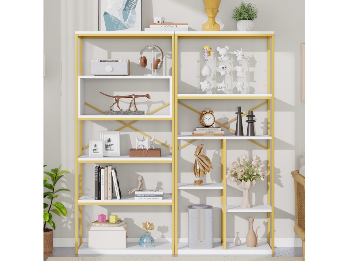 Vitrine com Iluminação Led 120x40x200cm Prateleiras Abertas Gavetas Portas BAGOLY