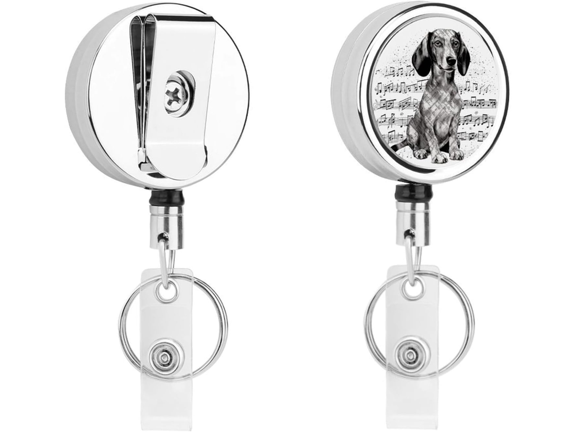 Porta Crachás Metálicos em Formato Salsicha, Retréteis, Porta Crachás Reforçados, Chaveiros, Porta Crachás