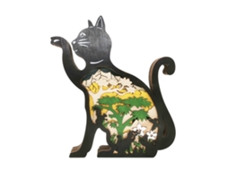 Laxiscreed Ornamento De Madeira Com Gato Para Decoração De Escritório E Mesa