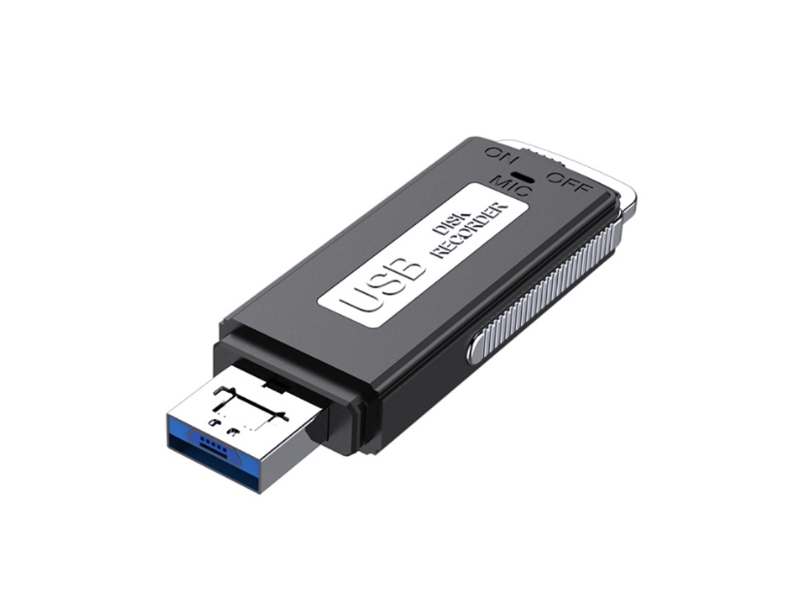 Gravador de Voz Digital; Gravador de Voz de Áudio de Disco Usb Digital Portátil com Memória Flash U 16 Gb Preto