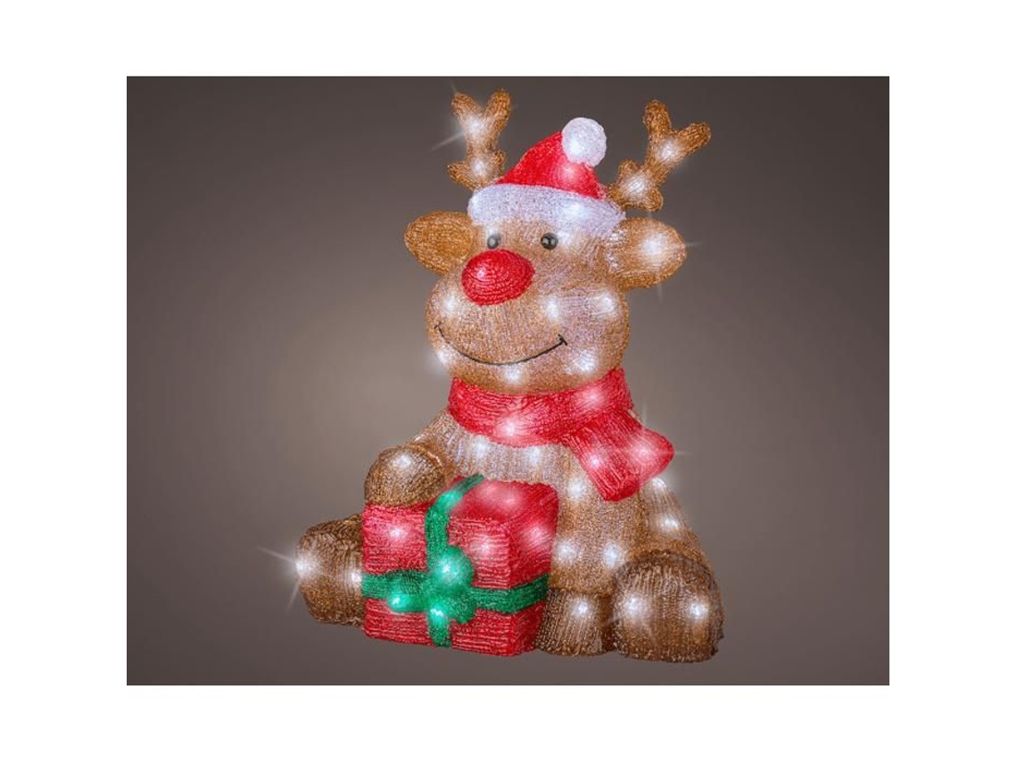 Renna Natalina Em Resina, Com Led, 34.5x38.5x44.5 Cm, Natal, Figuras Iluminadas