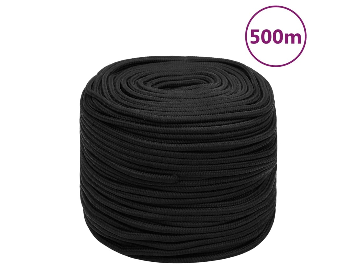Vidaxl Corda De Barco 10 Mm 500 M Polipropileno Preto Completo