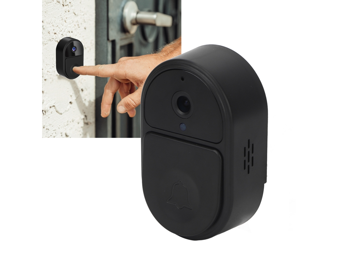 Campainha Sem Fio Com Câmera De Segurança Inteligente, Ultra Nítida, Ângulo Amplo, Câmera Com Vídeo Wi Fi, Bateria De 1000 Mah, Preta Aquaforge