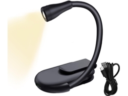 Luminária De Leitura Usb Lâmpada Portátil Com Clipe Ajustável, Luz De Cabeceira Recarregável