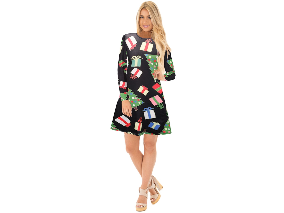 Vestido De Natal Laxiscreed De Manga Longa Com Decote Em O Para Festas E Ocasiões Especiais