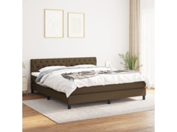 Vidaxl Cama Com Molas/colchão 160x200 Cm Tecido Castanho-escuro