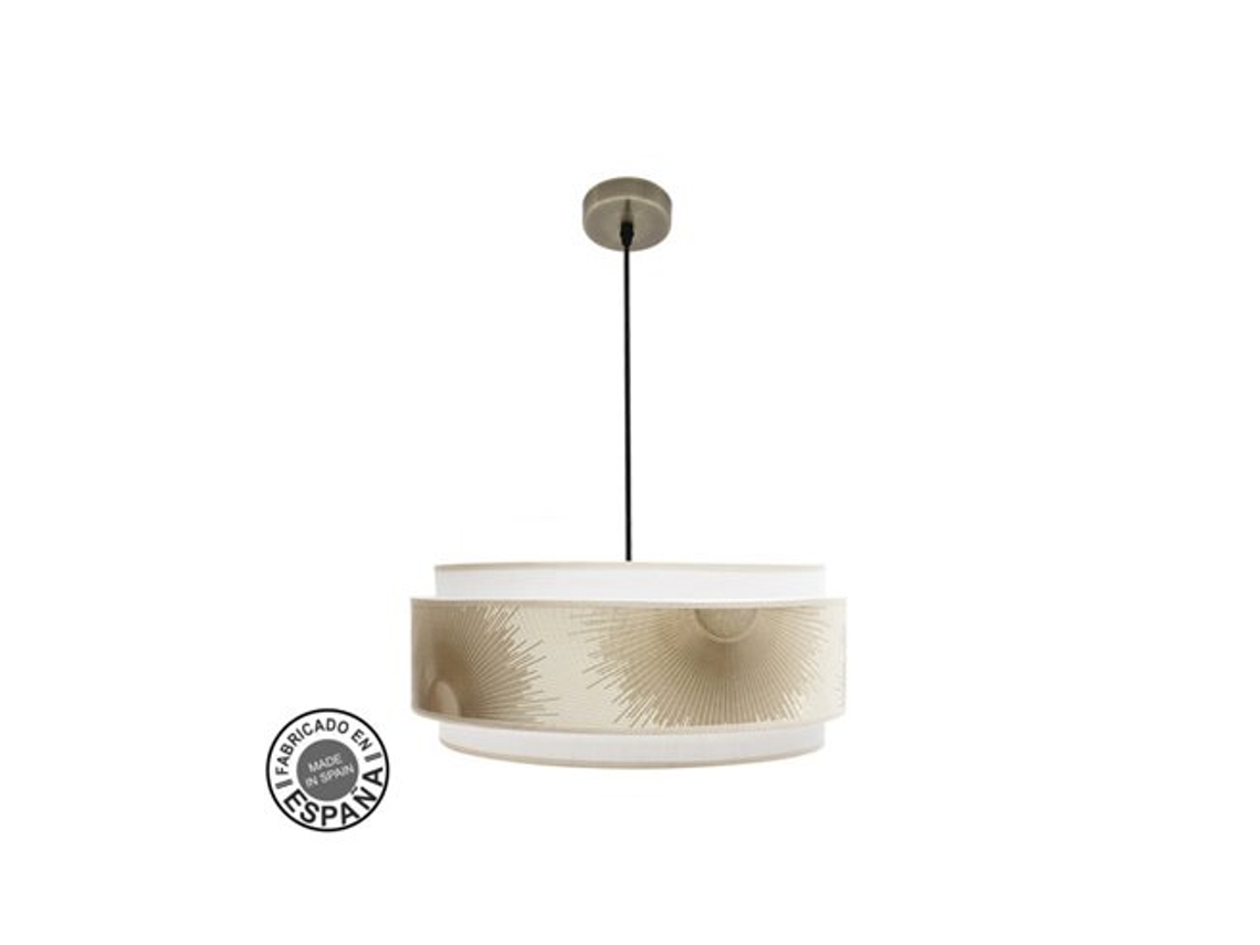 Pingente Nepal 3p 3xe27 Couro/branco/ouro Regx50x50 Cm Fabrilamp