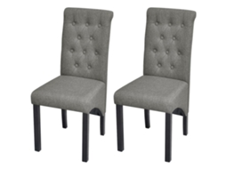 Vidaxl Cadeiras De Jantar 2 Pcs Tecido Cinzento-claro
