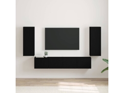Vidaxl Armário De Tv De Parede 2 Unid. Preto Derivados De Madeira