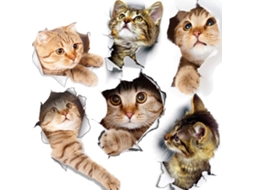 Peças Adesivos De Parede 3d Gatos Autoadesivos, Adesivos De Parede Infantis/removíveis Aquaforge