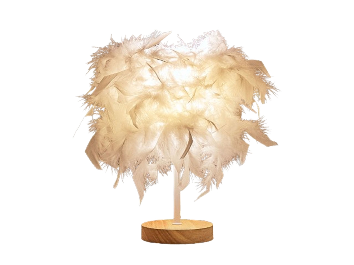 Abajur de mesa Feather 2026, luz noturna de luxo para quarto, sala de estar, decoração de festas e casamentos, branco.