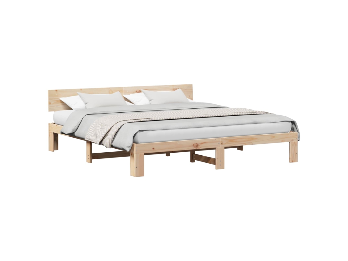 Estrutura da Cama com Cabeceira Natural 200 X 200 Cm MAISON EXCLUSIVE