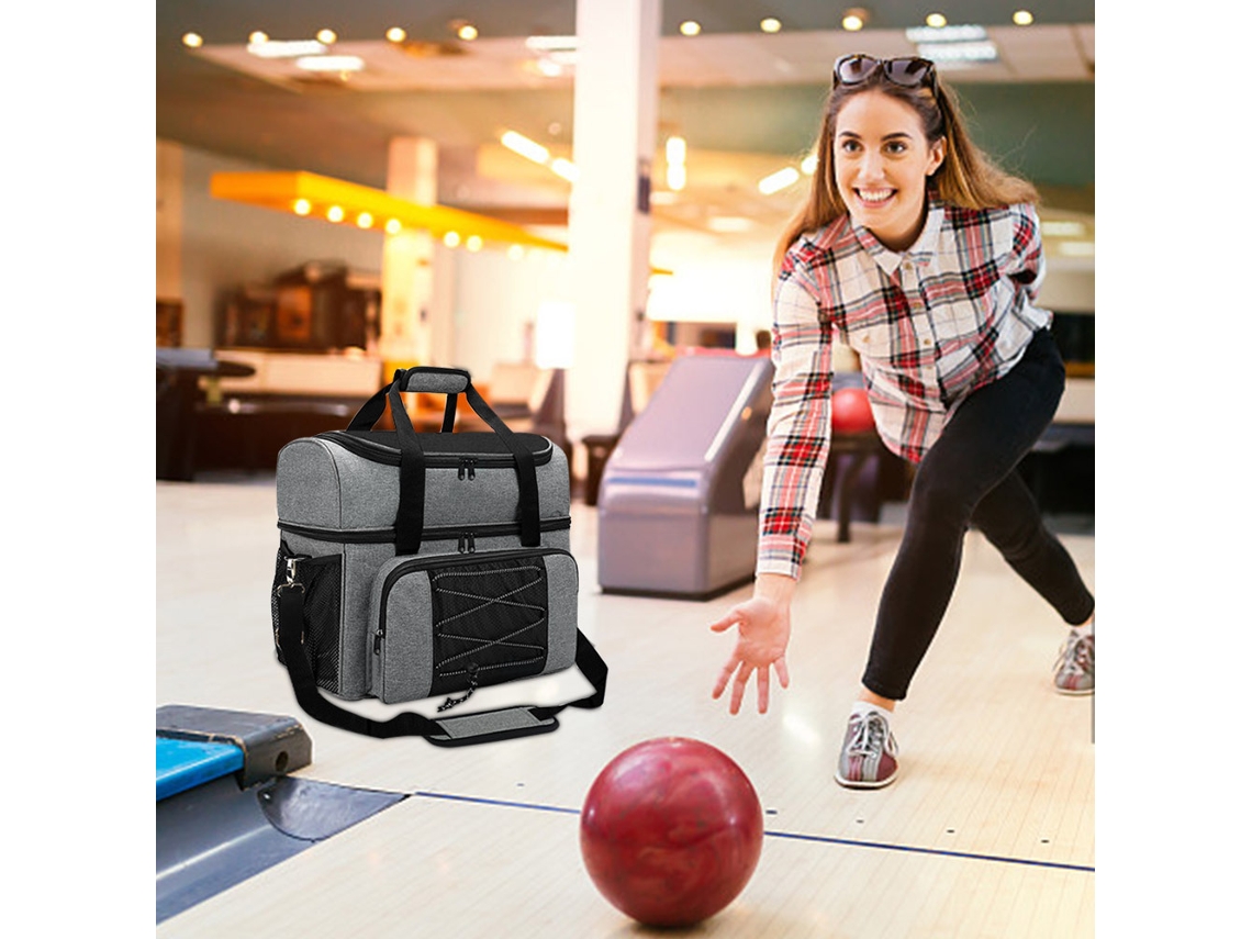 Bolsa Business de Bowling para 2 Bolas com Suporte Amortecido e Compartimento para Sapatos até EUA 16