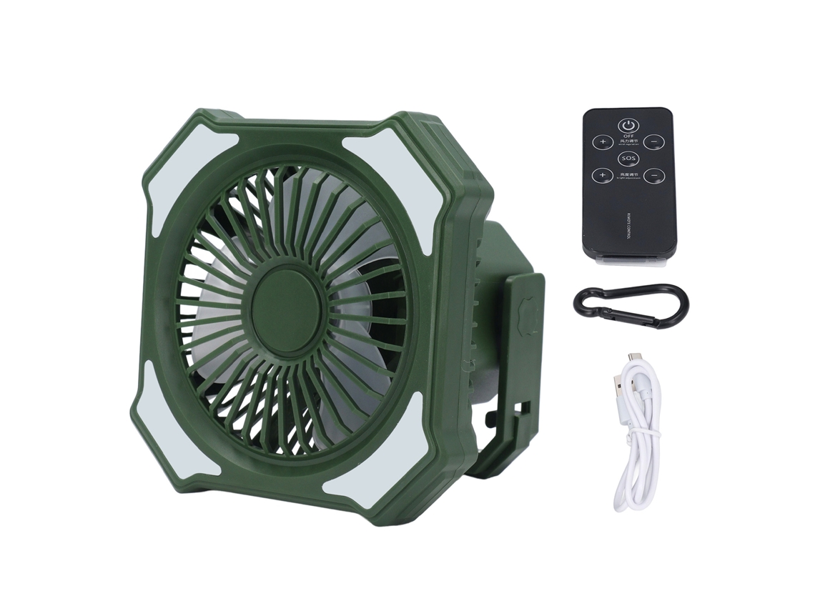 Ventilador Portátil Recarregável 4000mah com Led Lanterna Verde