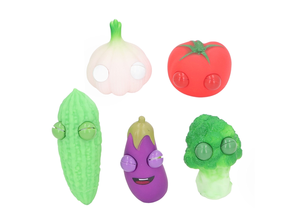 Mali 5pcs Brinquedos de Aperto Anti estresse Legumes com Olhos Saltantes Silicone Portátil