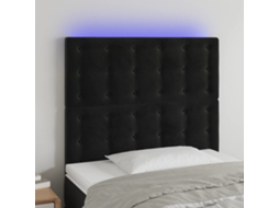 Vidaxl Cabeceira Cama C/ Led Veludo 80x5x118/128 Cm Preto