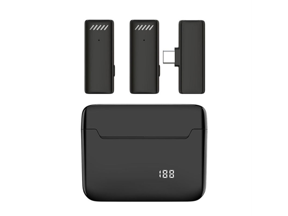 Microfone De Lapela Sem Fio Com Cancelamento Ruído E Interface Usb C/ Tipo C S13 Estojo Carregamento Aquaforge