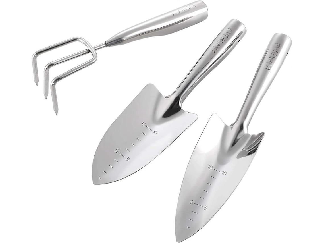 Ferramentas de Jardinagem, Kit de 3 Peças de Aço Inoxidável 100% Ferramentas Manuais Ao Ar Livre