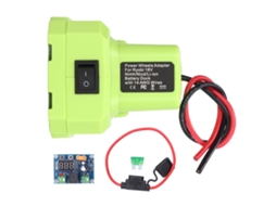 Cabo adaptador de bateria de calibre 14 com fusível isolado de 30 A para baterias de ferramentas elétricas Ryobi de 18 V.