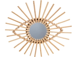 Espelho de Parede, Peça Única Decoração em Vidro, Estilo Nórdico com Moldura Rattan, Arte Decorativa CHABERLU