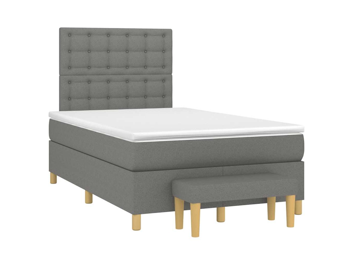 Cama Boxspring Com Colchão 120x190 Cm Tecido Cinzento-escuro