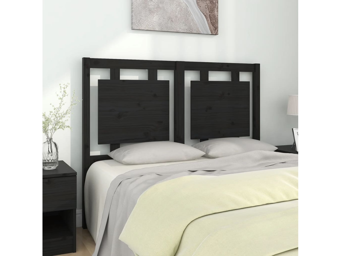 Cabecero 125,5x4x100 cm Pino Macizo Negro