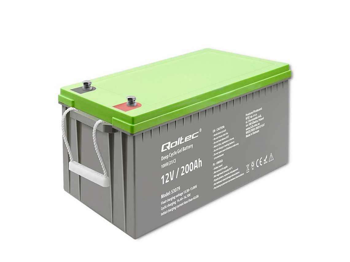 53079 Deep Cycle Gel Battery | 12v | 200ah | 62.5kg Qoltec