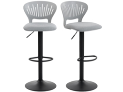 Conjunto de 2 Bancos Altos de Cozinha Giratórios 360°, Reguláveis 84-105cm Cinzento BTFORUS
