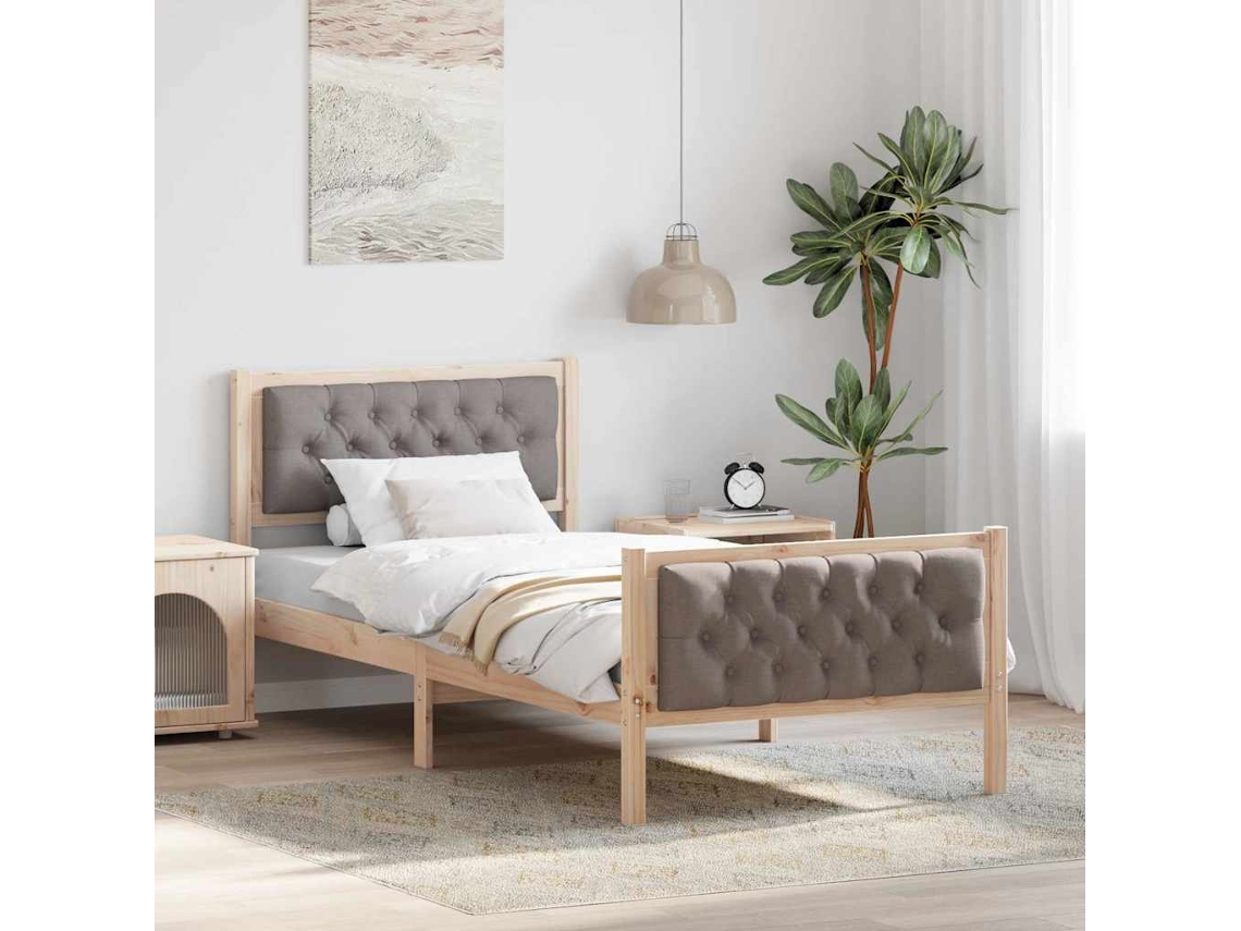 Vidaxl Estrutura Da Cama Cinzento-acastanhado 90 X 190 Cm