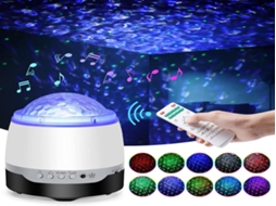 Lurelia Projetor Galáxia Com Coluna Bluetooth, 4 Modos, Controlo Remoto, Rgb, Led, Ondas Do Mar