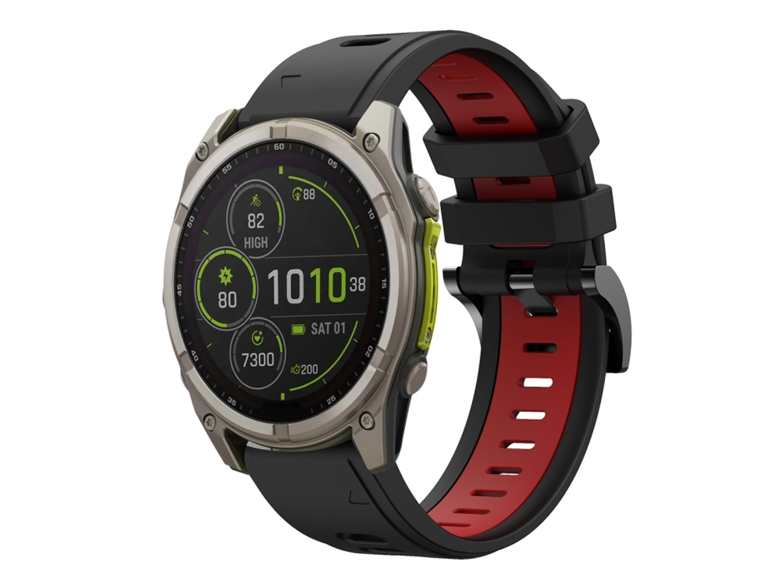 Bracelete Silicone Esportivo para Garmin Fenix 8 XIAOMOYU (22mm) Preto e Vermelho